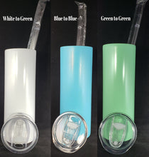 Load image into Gallery viewer, 20oz Glow in the Dark White, Blue or Green Sublimation Tumbler Blank kit W/Straw & lid