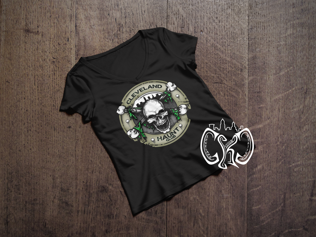 Cleveland Haunt Club Logo Womans V-Neck T-Shirt