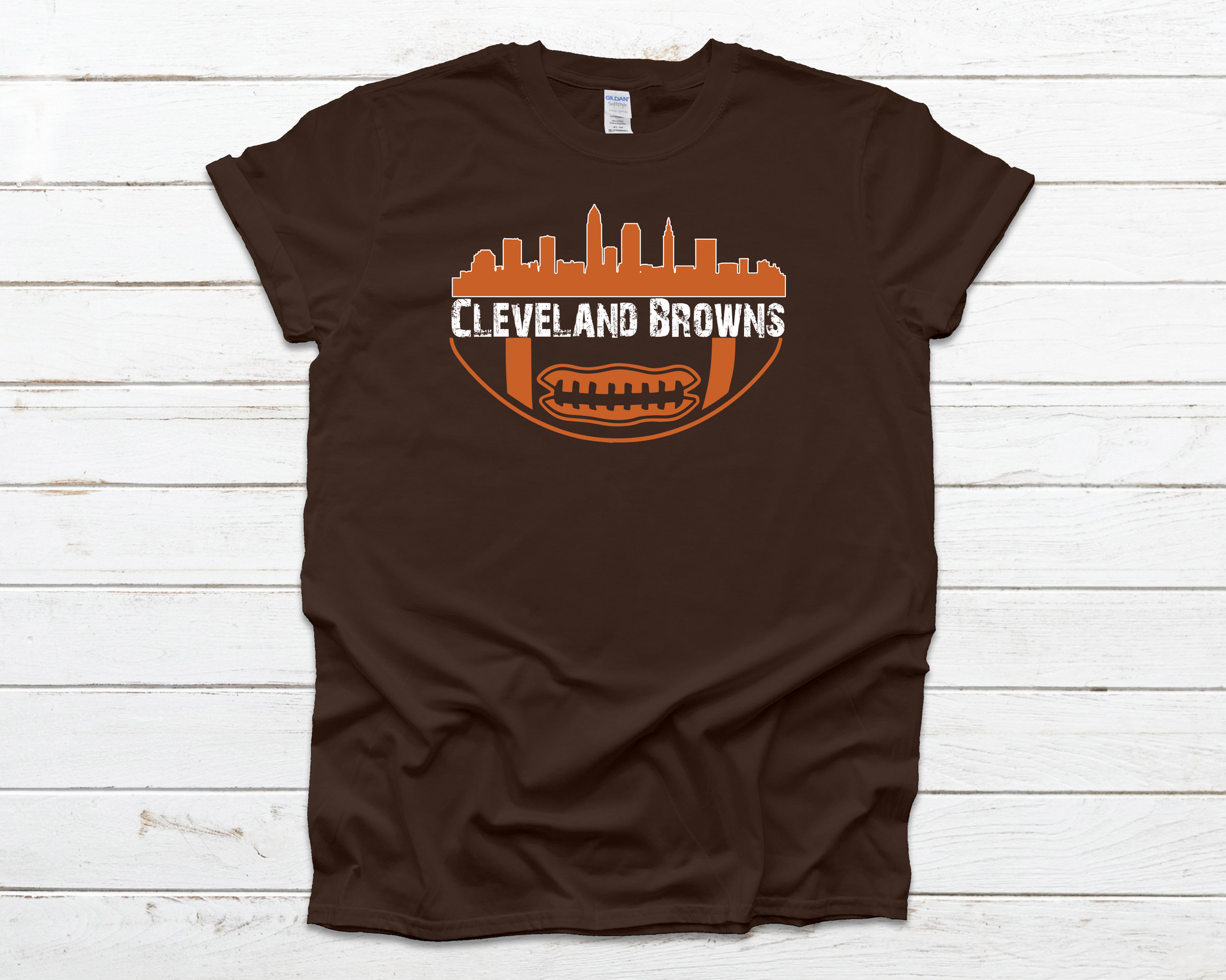 Cleveland Browns Graphic T-Shirt with Skyline Adult 2X-Large / Brown Shirt
